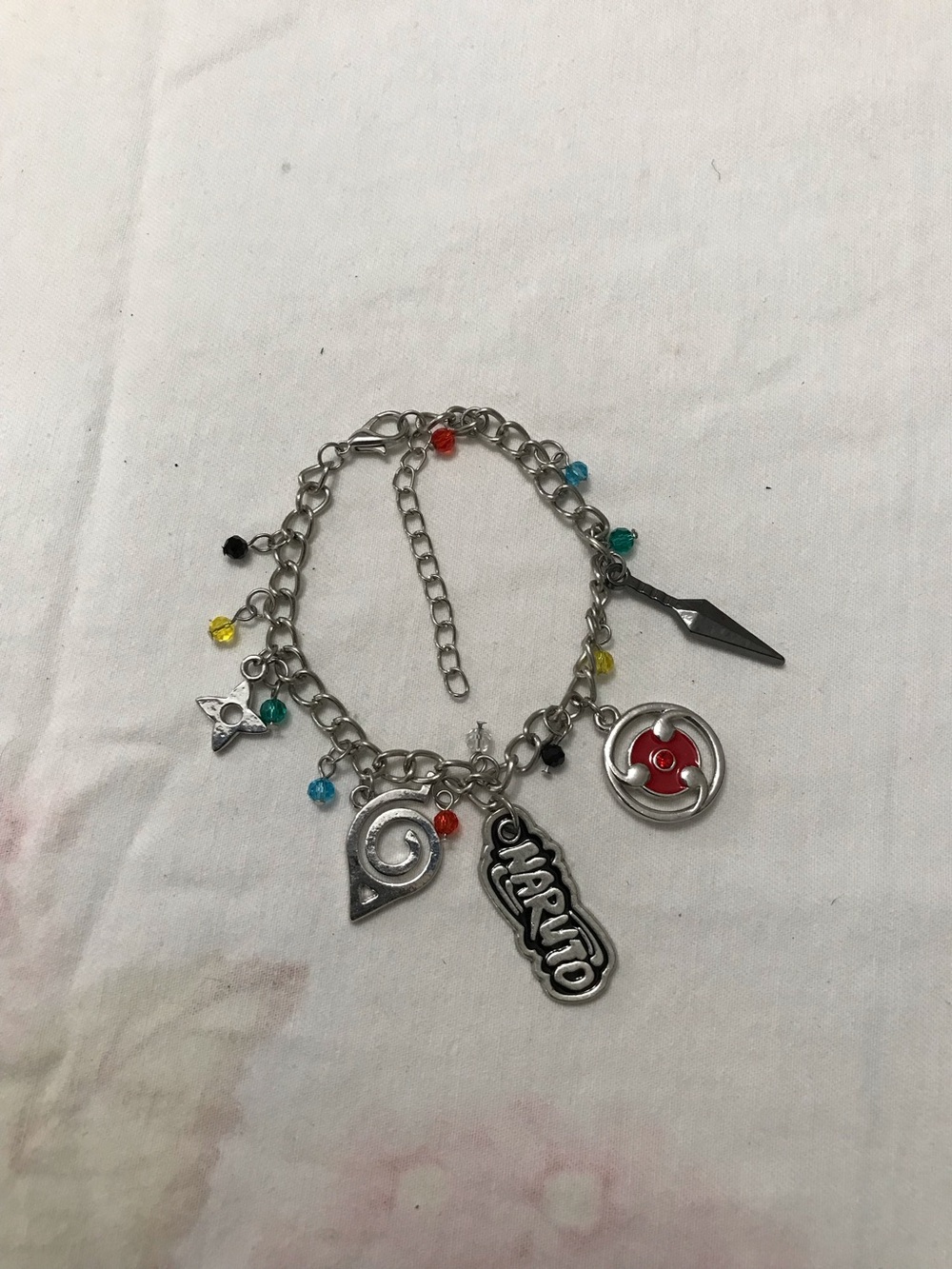 Silver Tone Naruto Cool Charm Bracelet 7.5”